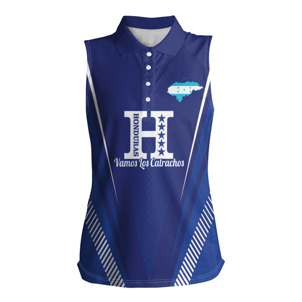 Honduras Football Custom Women Sleeveless Polo Shirt Los Catrachos Map Sporty Style - Wonder Print Shop