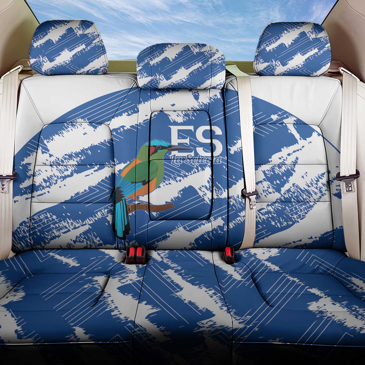 El Salvador Football Back Car Seat Cover La Selecta Torogoz Grunge Style - Wonder Print Shop
