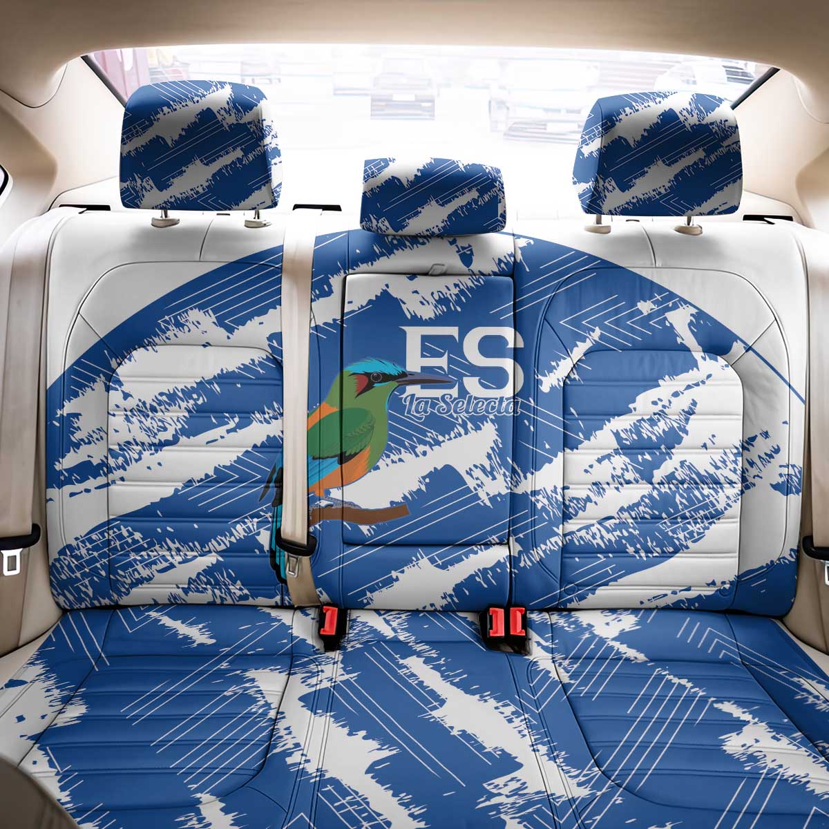 El Salvador Football Back Car Seat Cover La Selecta Torogoz Grunge Style - Wonder Print Shop