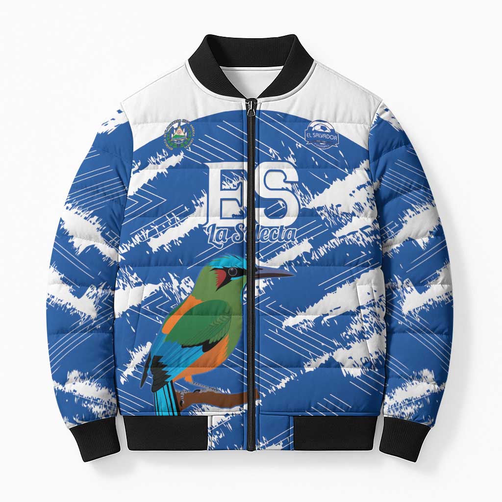 El Salvador Football Custom Bomber Puffer Jacket La Selecta Torogoz Grunge Style - Wonder Print Shop