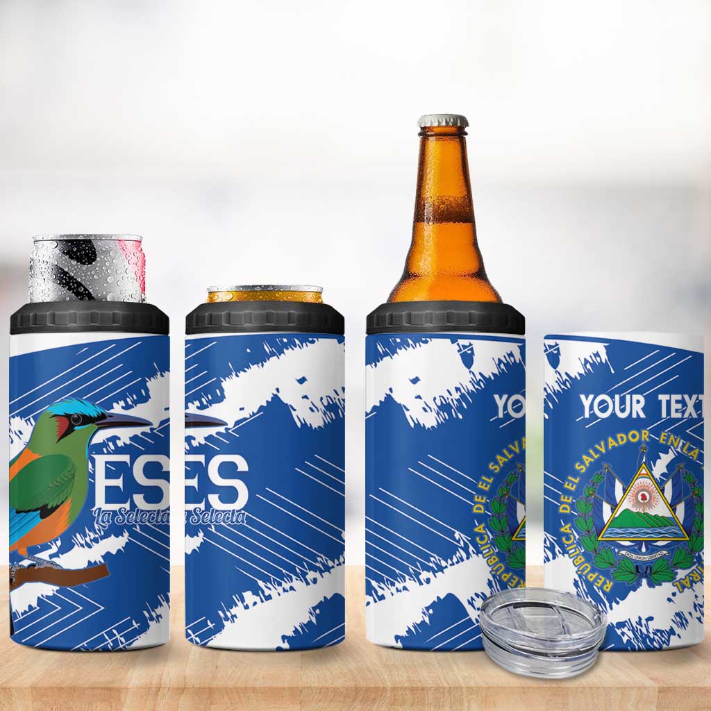 El Salvador Football Custom 4 in 1 Can Cooler Tumbler La Selecta Torogoz Grunge Style - Wonder Print Shop