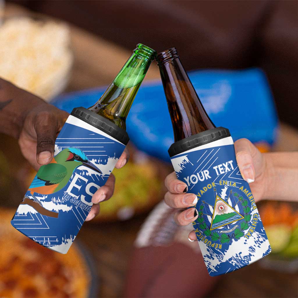 El Salvador Football Custom 4 in 1 Can Cooler Tumbler La Selecta Torogoz Grunge Style - Wonder Print Shop