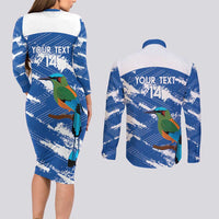 El Salvador Football Custom Couples Matching Long Sleeve Bodycon Dress and Long Sleeve Button Shirt La Selecta Torogoz Grunge Style - Wonder Print Shop