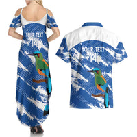 El Salvador Football Custom Couples Matching Summer Maxi Dress and Hawaiian Shirt La Selecta Torogoz Grunge Style - Wonder Print Shop