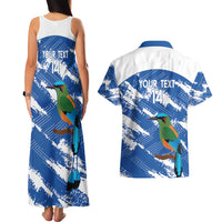 El Salvador Football Custom Couples Matching Tank Maxi Dress and Hawaiian Shirt La Selecta Torogoz Grunge Style - Wonder Print Shop