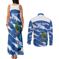 El Salvador Football Custom Couples Matching Tank Maxi Dress and Long Sleeve Button Shirt La Selecta Torogoz Grunge Style - Wonder Print Shop