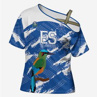 El Salvador Football Custom Cross Shoulder Shirt La Selecta Torogoz Grunge Style - Wonder Print Shop