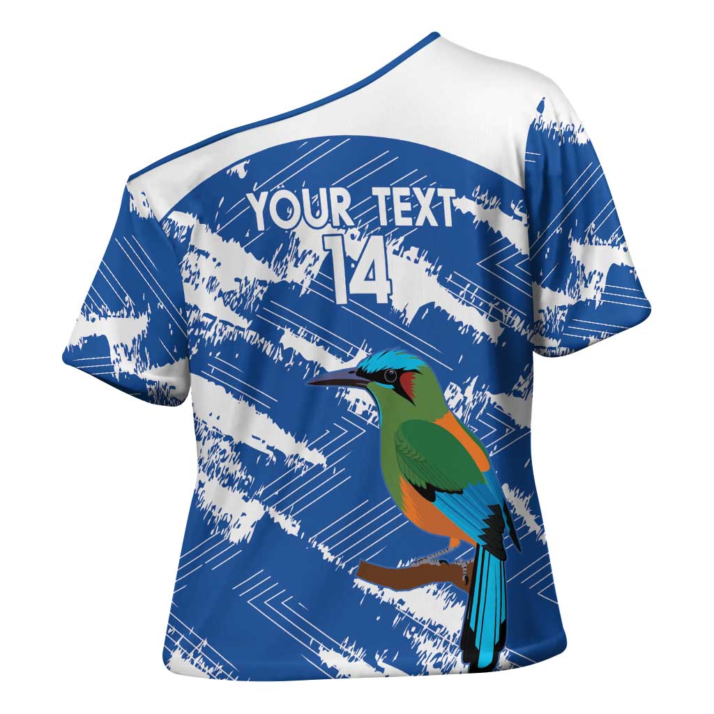 El Salvador Football Custom Cross Shoulder Shirt La Selecta Torogoz Grunge Style - Wonder Print Shop