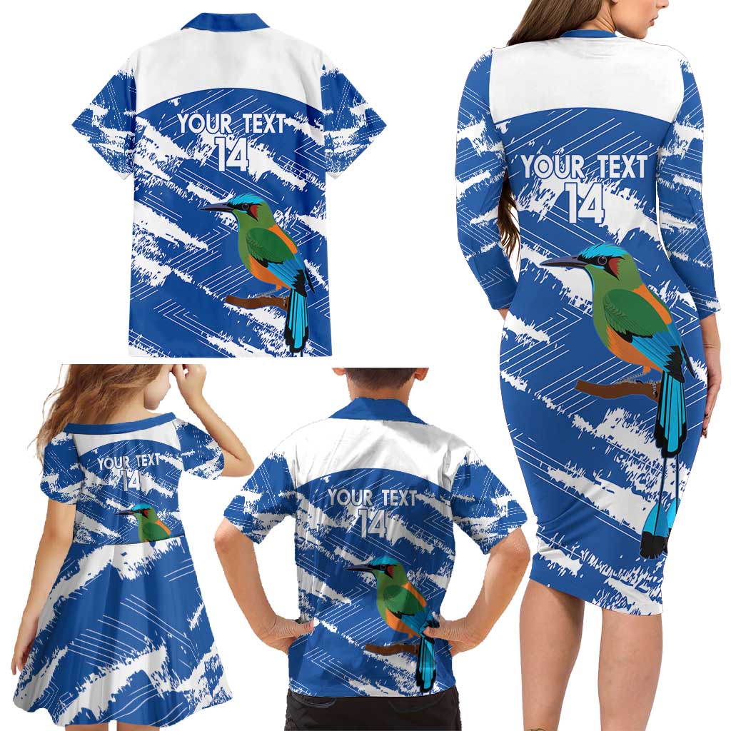 El Salvador Football Custom Family Matching Long Sleeve Bodycon Dress and Hawaiian Shirt La Selecta Torogoz Grunge Style - Wonder Print Shop