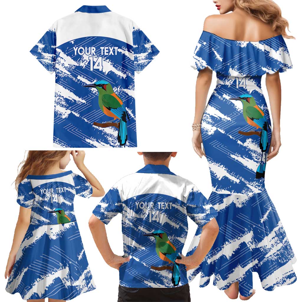 El Salvador Football Custom Family Matching Mermaid Dress and Hawaiian Shirt La Selecta Torogoz Grunge Style - Wonder Print Shop