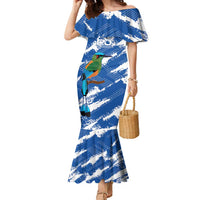El Salvador Football Custom Family Matching Mermaid Dress and Hawaiian Shirt La Selecta Torogoz Grunge Style - Wonder Print Shop