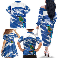 El Salvador Football Custom Family Matching Off The Shoulder Long Sleeve Dress and Hawaiian Shirt La Selecta Torogoz Grunge Style - Wonder Print Shop