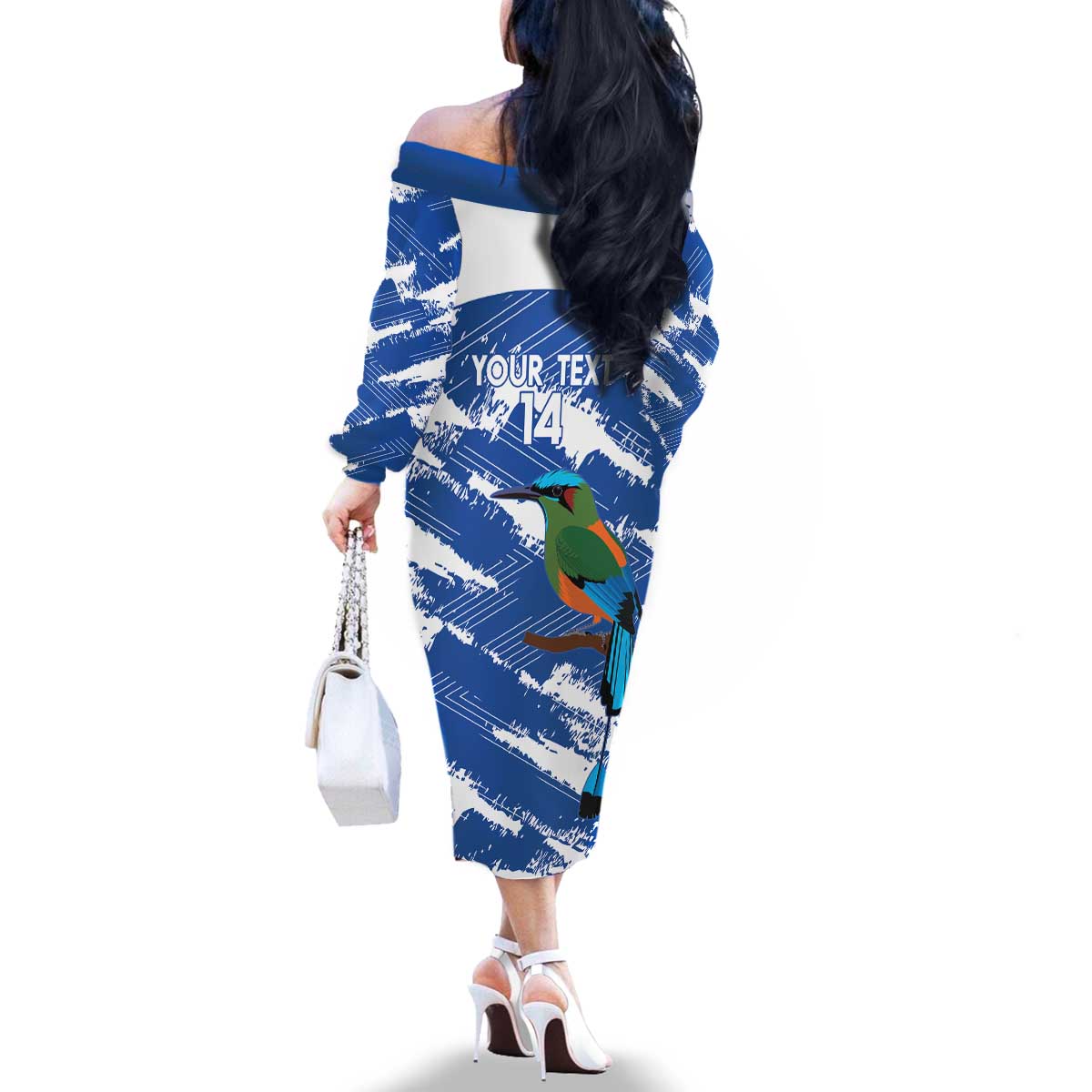 El Salvador Football Custom Family Matching Off The Shoulder Long Sleeve Dress and Hawaiian Shirt La Selecta Torogoz Grunge Style - Wonder Print Shop
