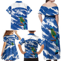 El Salvador Football Custom Family Matching Off Shoulder Maxi Dress and Hawaiian Shirt La Selecta Torogoz Grunge Style - Wonder Print Shop