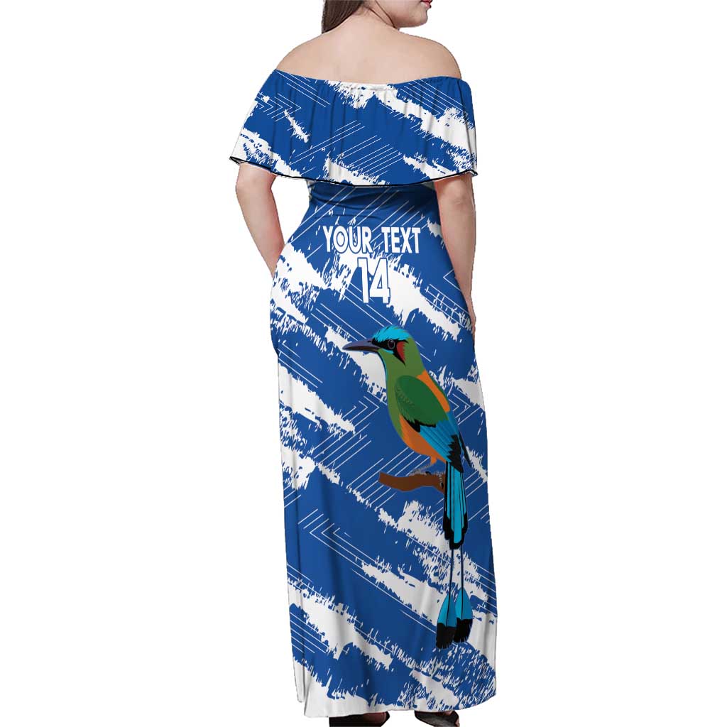 El Salvador Football Custom Family Matching Off Shoulder Maxi Dress and Hawaiian Shirt La Selecta Torogoz Grunge Style - Wonder Print Shop