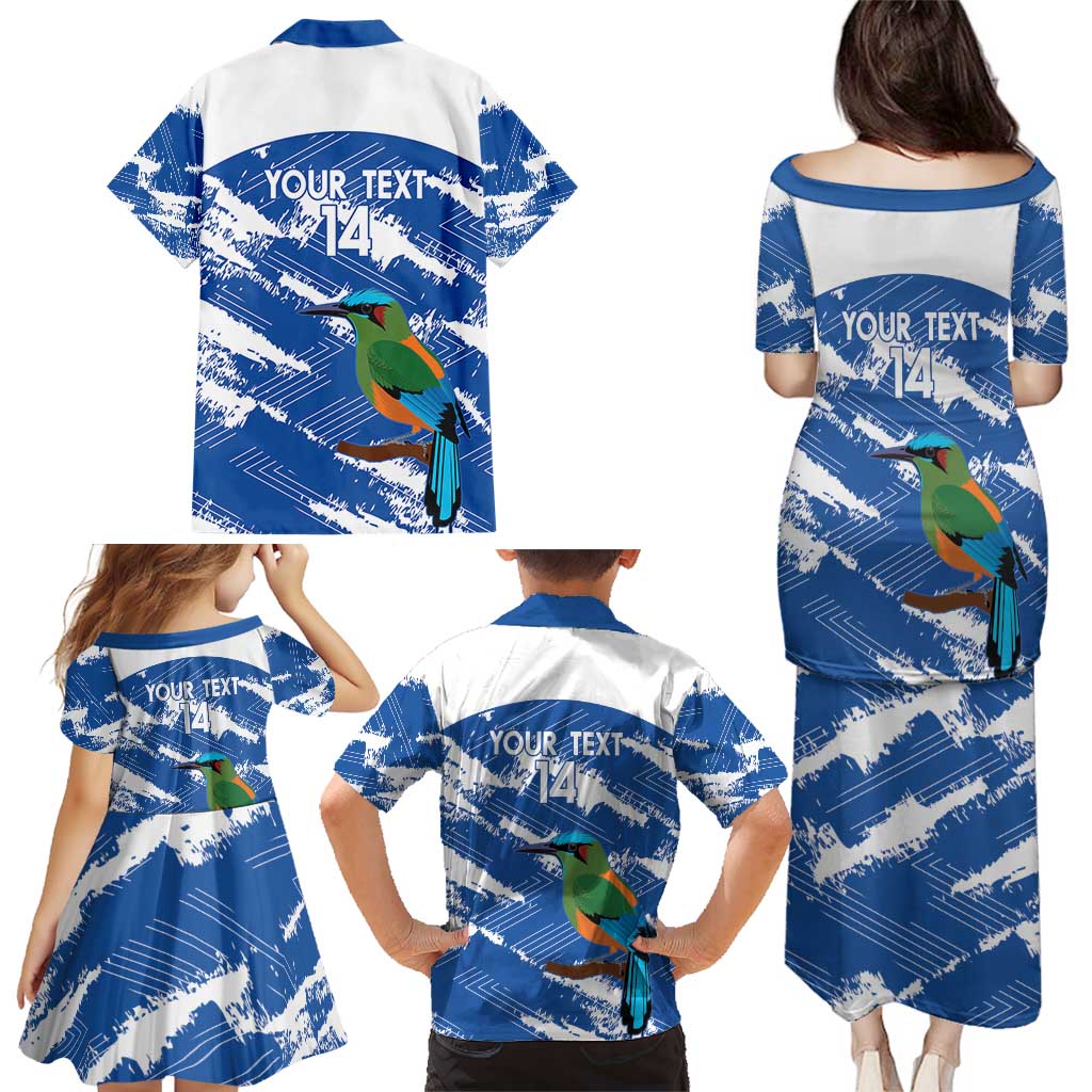 El Salvador Football Custom Family Matching Puletasi and Hawaiian Shirt La Selecta Torogoz Grunge Style - Wonder Print Shop