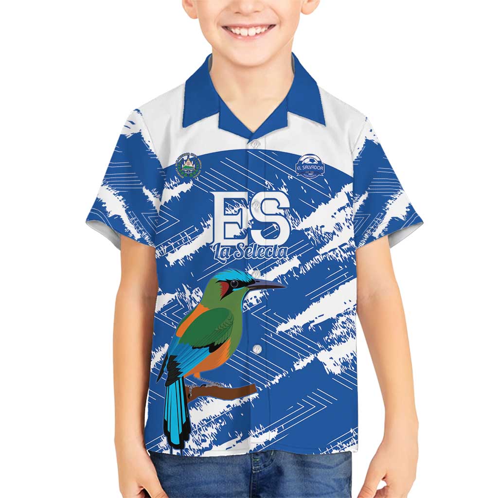 El Salvador Football Custom Family Matching Puletasi and Hawaiian Shirt La Selecta Torogoz Grunge Style - Wonder Print Shop