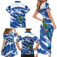 El Salvador Football Custom Family Matching Short Sleeve Bodycon Dress and Hawaiian Shirt La Selecta Torogoz Grunge Style - Wonder Print Shop
