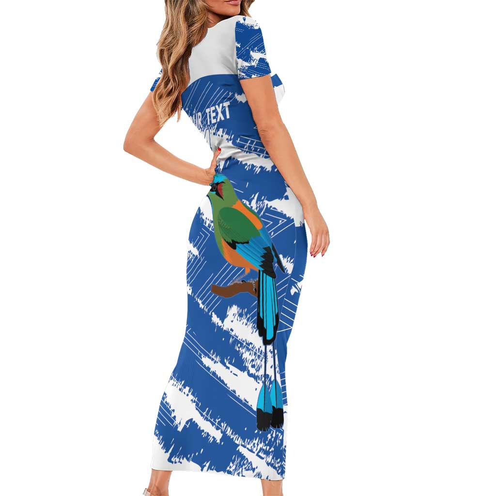 El Salvador Football Custom Family Matching Short Sleeve Bodycon Dress and Hawaiian Shirt La Selecta Torogoz Grunge Style - Wonder Print Shop