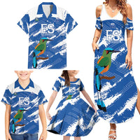 El Salvador Football Custom Family Matching Summer Maxi Dress and Hawaiian Shirt La Selecta Torogoz Grunge Style - Wonder Print Shop