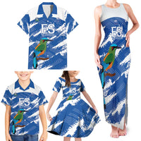 El Salvador Football Custom Family Matching Tank Maxi Dress and Hawaiian Shirt La Selecta Torogoz Grunge Style - Wonder Print Shop