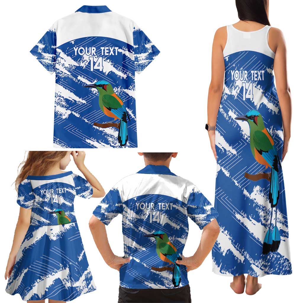 El Salvador Football Custom Family Matching Tank Maxi Dress and Hawaiian Shirt La Selecta Torogoz Grunge Style - Wonder Print Shop
