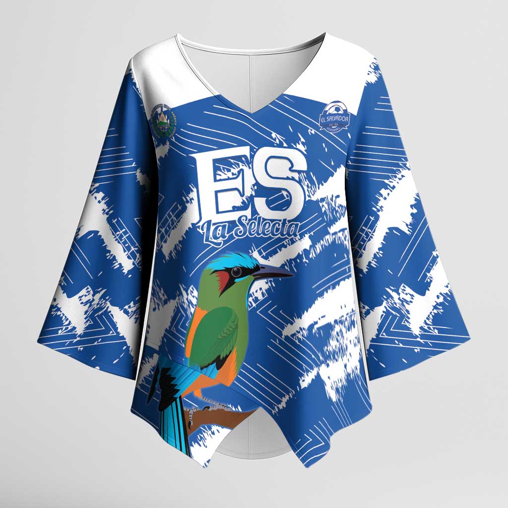 El Salvador Football Custom Kimono Sleeve Blouse La Selecta Torogoz Grunge Style - Wonder Print Shop