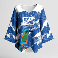 El Salvador Football Custom Kimono Sleeve Blouse La Selecta Torogoz Grunge Style - Wonder Print Shop