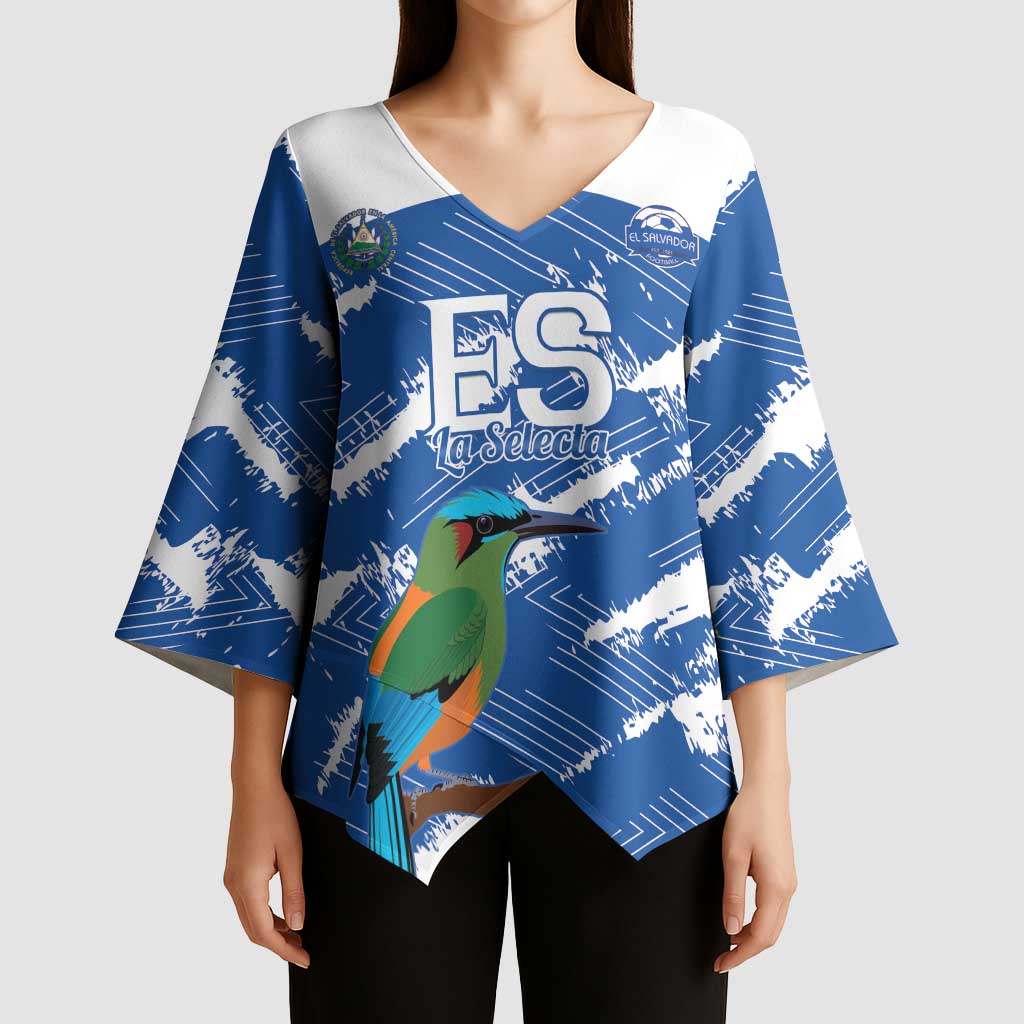 El Salvador Football Custom Kimono Sleeve Blouse La Selecta Torogoz Grunge Style - Wonder Print Shop