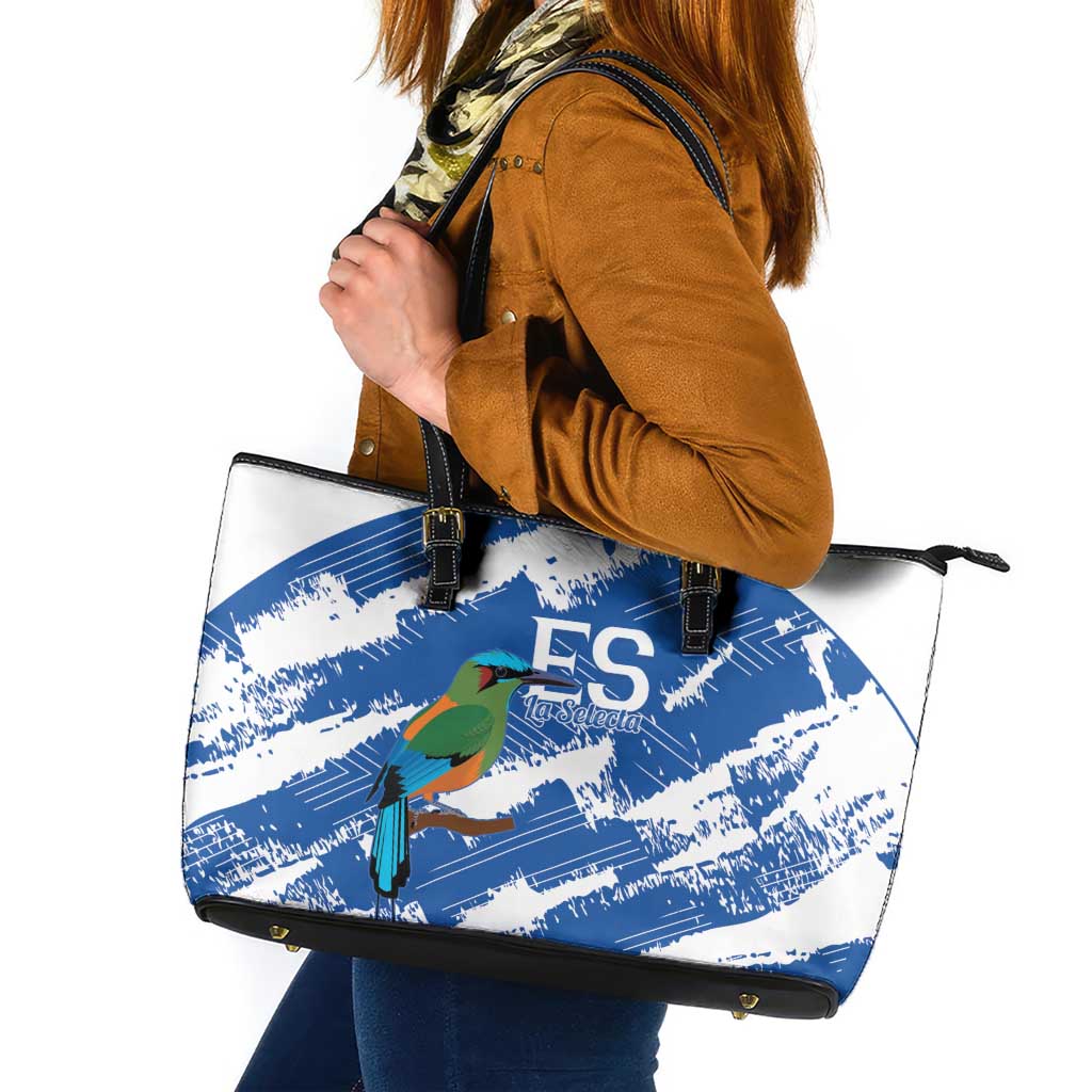 El Salvador Football Leather Tote Bag La Selecta Torogoz Grunge Style - Wonder Print Shop