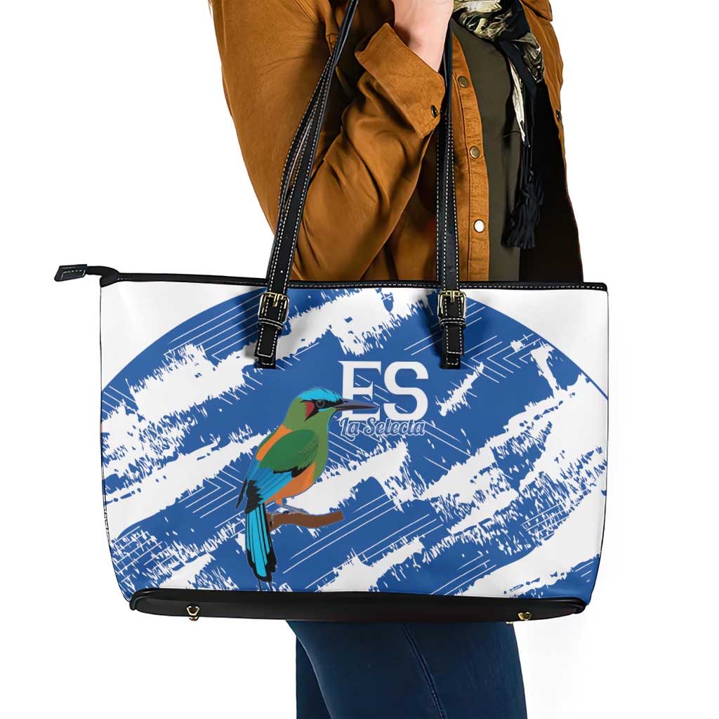 El Salvador Football Leather Tote Bag La Selecta Torogoz Grunge Style - Wonder Print Shop