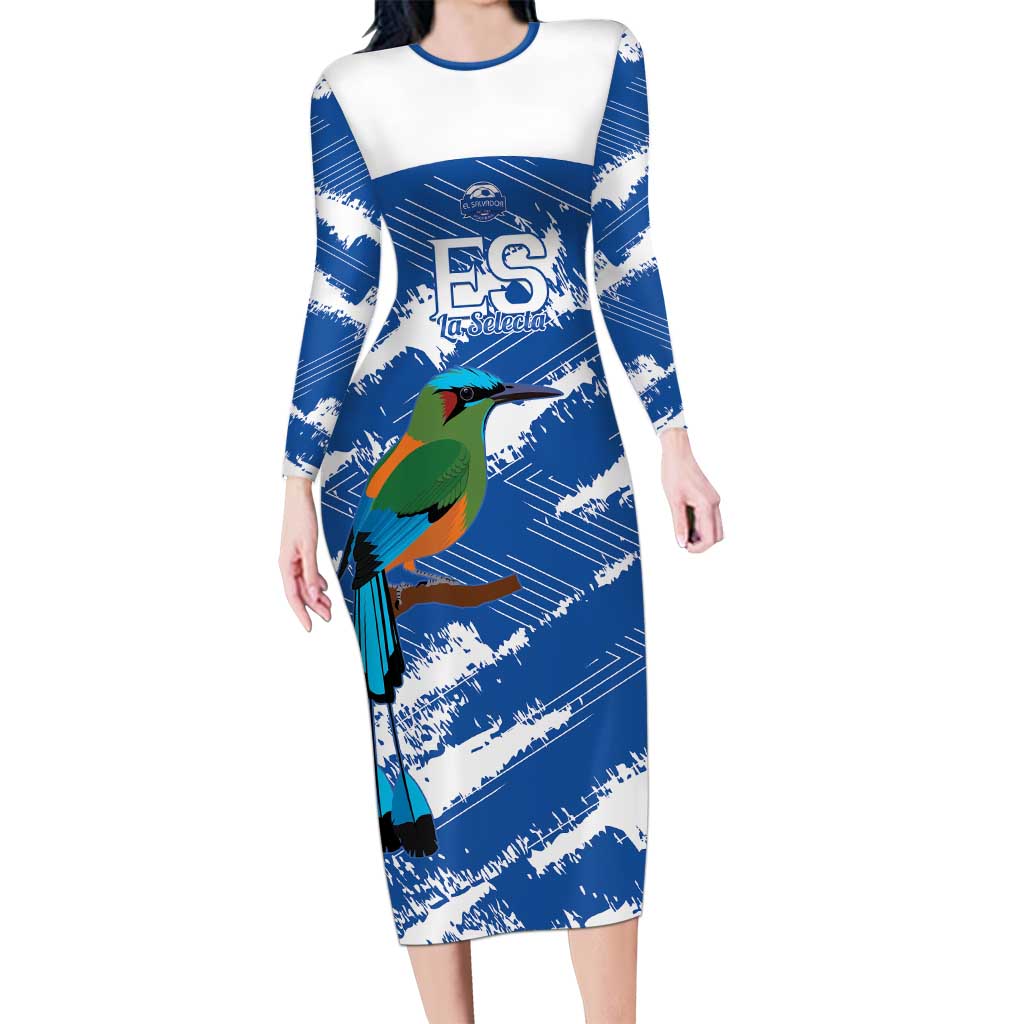 El Salvador Football Custom Long Sleeve Bodycon Dress La Selecta Torogoz Grunge Style - Wonder Print Shop