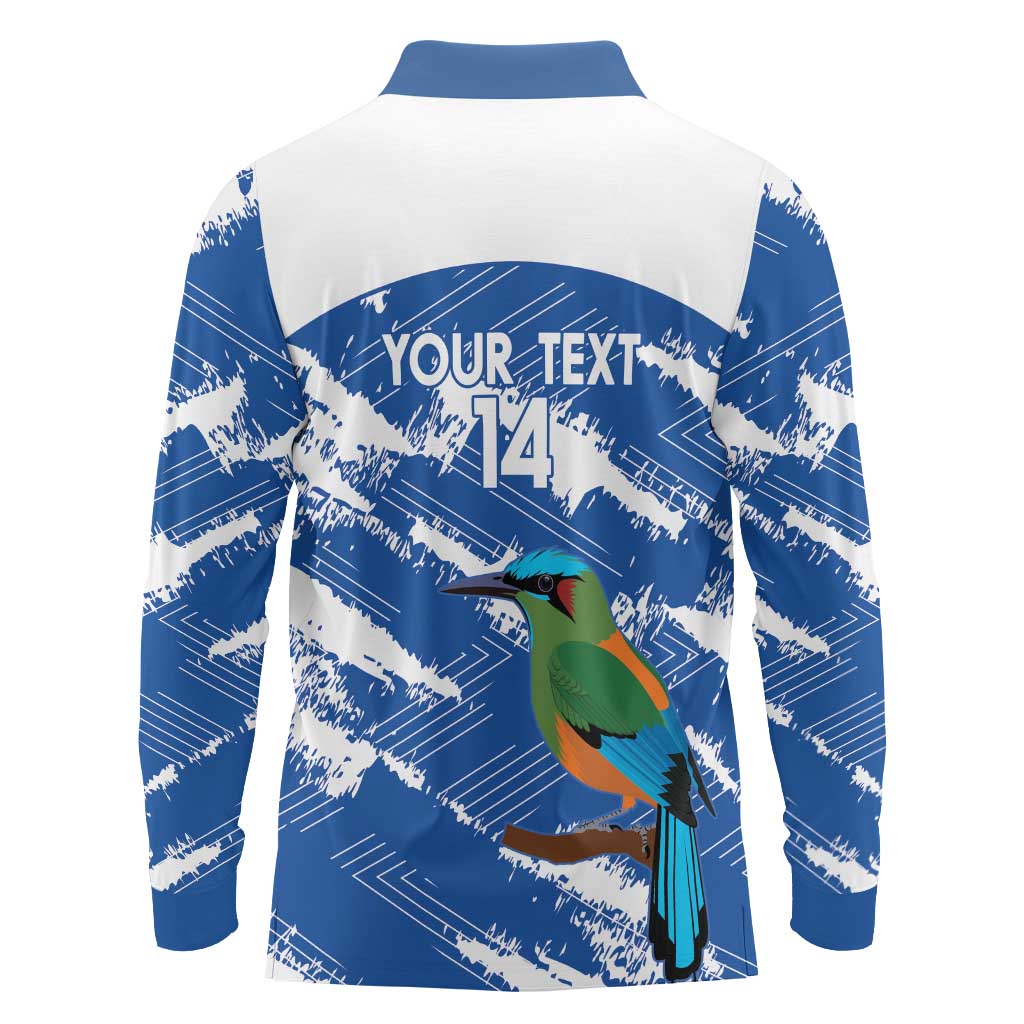 El Salvador Football Custom Long Sleeve Polo Shirt La Selecta Torogoz Grunge Style - Wonder Print Shop