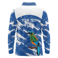 El Salvador Football Custom Long Sleeve Polo Shirt La Selecta Torogoz Grunge Style - Wonder Print Shop