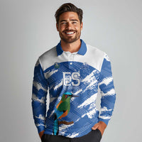 El Salvador Football Custom Long Sleeve Polo Shirt La Selecta Torogoz Grunge Style - Wonder Print Shop