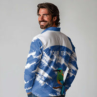 El Salvador Football Custom Long Sleeve Polo Shirt La Selecta Torogoz Grunge Style - Wonder Print Shop