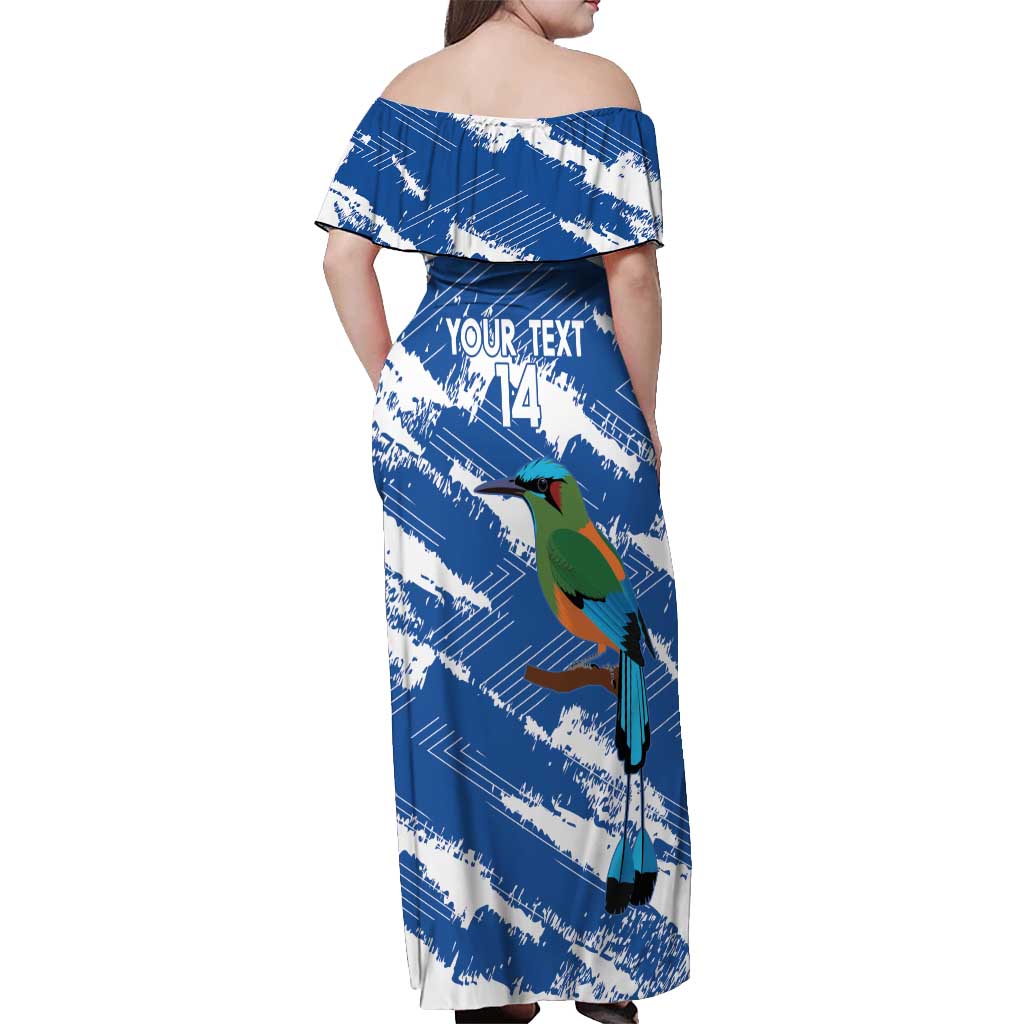 El Salvador Football Custom Off Shoulder Maxi Dress La Selecta Torogoz Grunge Style - Wonder Print Shop