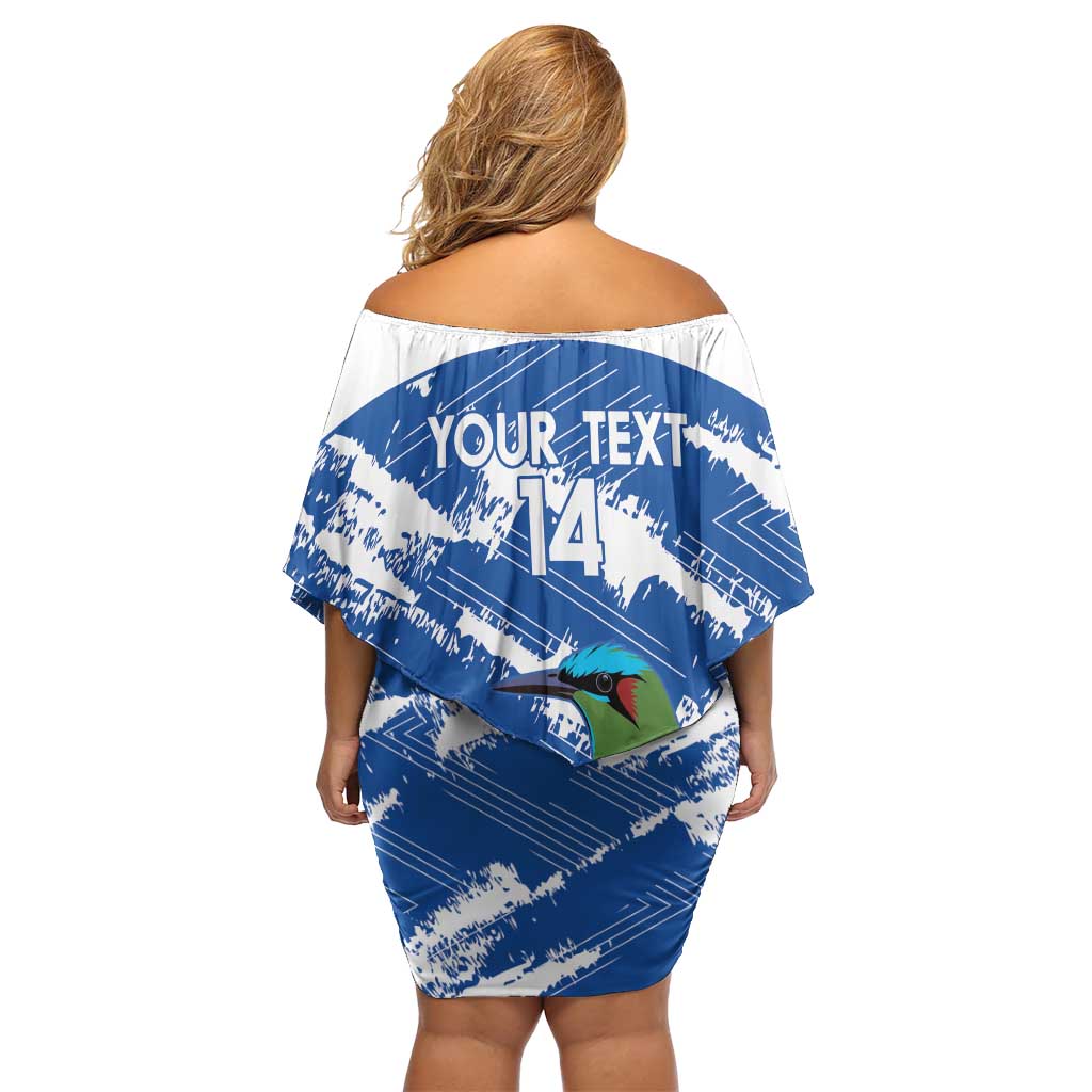El Salvador Football Custom Off Shoulder Short Dress La Selecta Torogoz Grunge Style - Wonder Print Shop