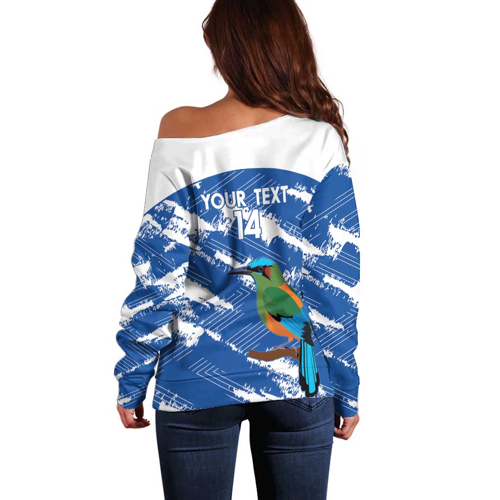 El Salvador Football Custom Off Shoulder Sweater La Selecta Torogoz Grunge Style - Wonder Print Shop