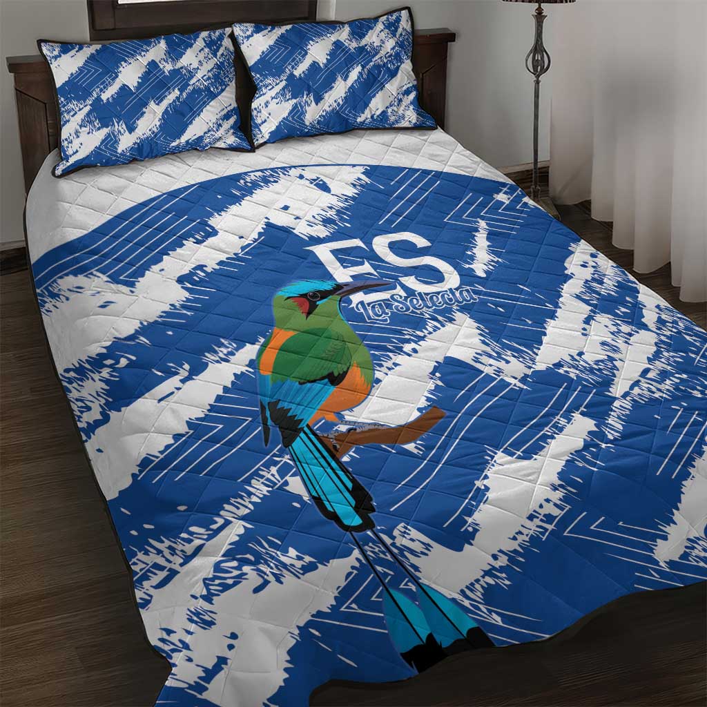 El Salvador Football Quilt Bed Set La Selecta Torogoz Grunge Style - Wonder Print Shop
