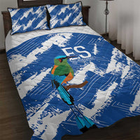 El Salvador Football Quilt Bed Set La Selecta Torogoz Grunge Style - Wonder Print Shop