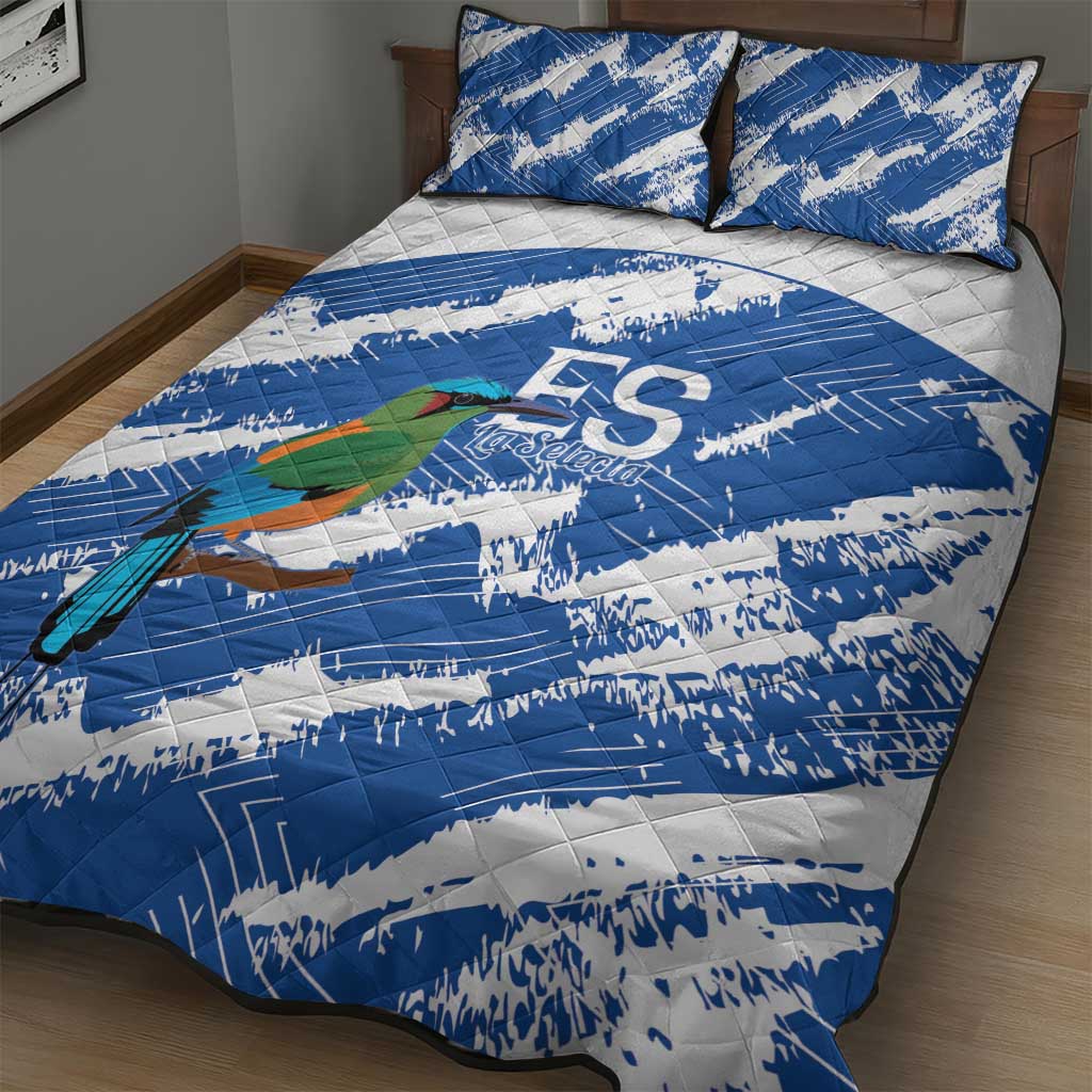 El Salvador Football Quilt Bed Set La Selecta Torogoz Grunge Style - Wonder Print Shop
