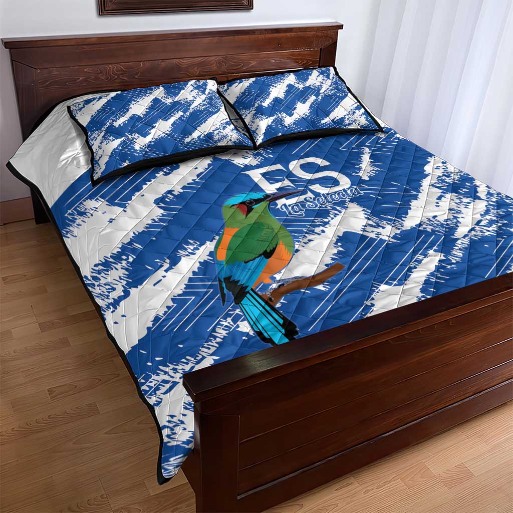 El Salvador Football Quilt Bed Set La Selecta Torogoz Grunge Style - Wonder Print Shop