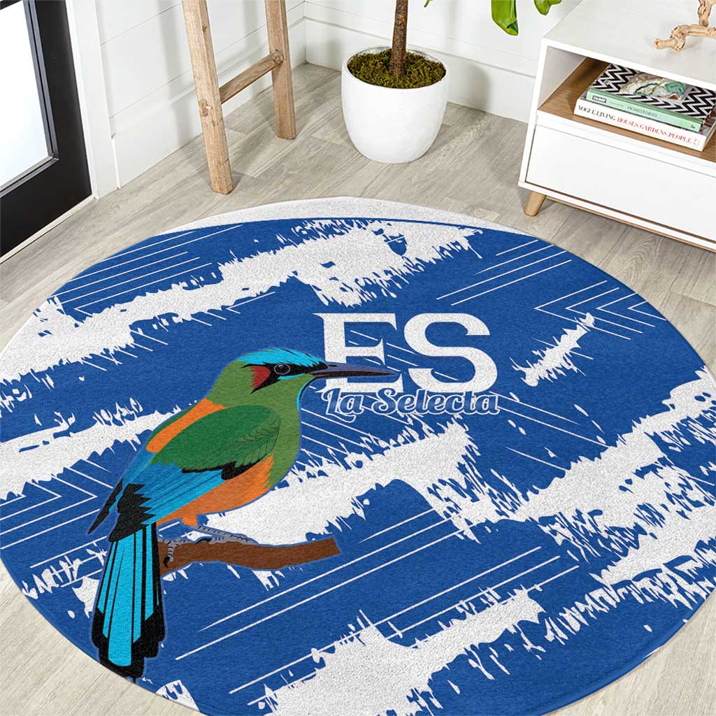 El Salvador Football Round Carpet La Selecta Torogoz Grunge Style - Wonder Print Shop