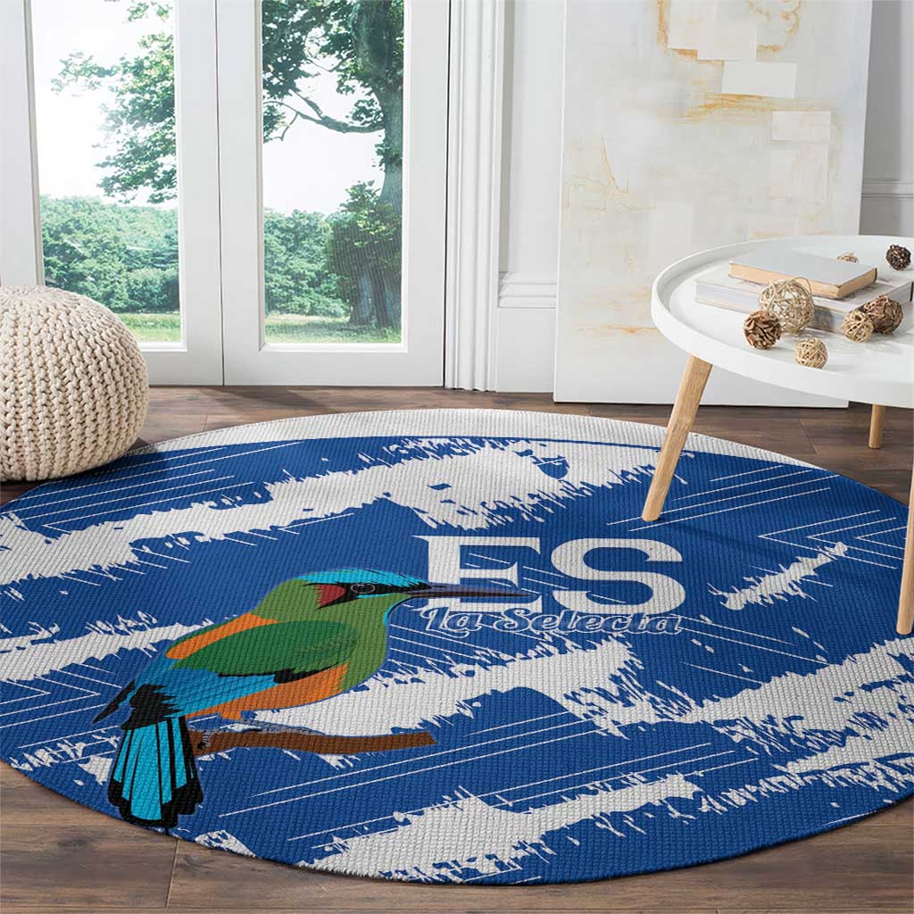 El Salvador Football Round Carpet La Selecta Torogoz Grunge Style - Wonder Print Shop