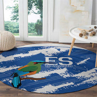 El Salvador Football Round Carpet La Selecta Torogoz Grunge Style - Wonder Print Shop