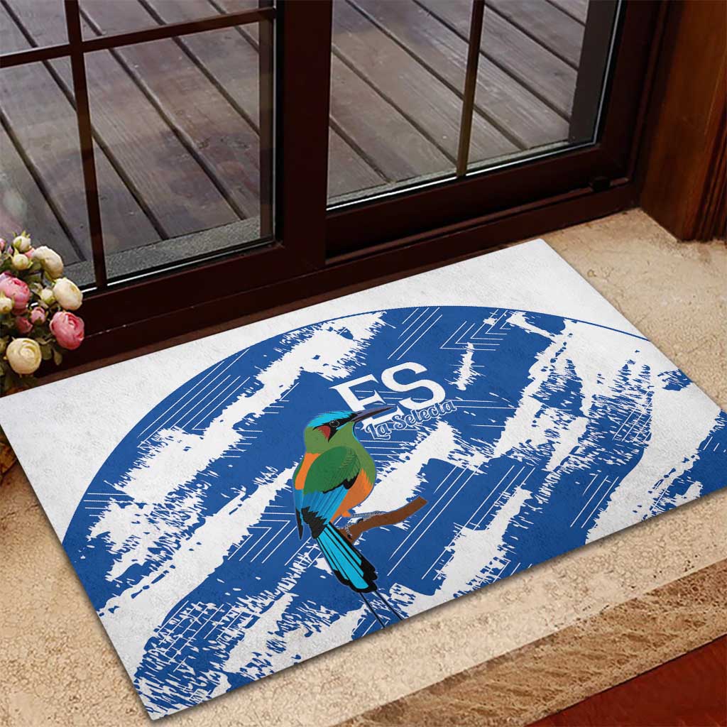 El Salvador Football Rubber Doormat La Selecta Torogoz Grunge Style - Wonder Print Shop