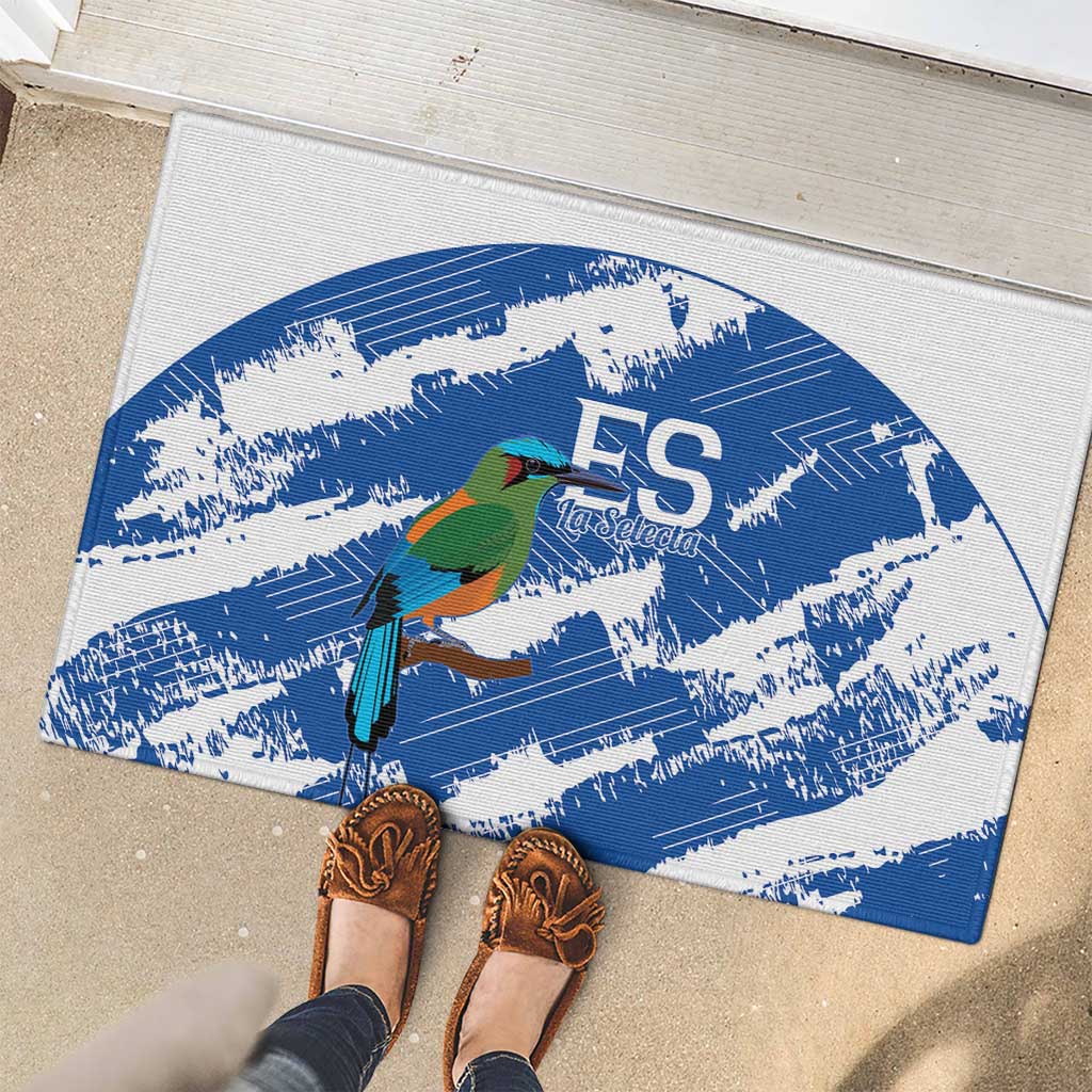El Salvador Football Rubber Doormat La Selecta Torogoz Grunge Style - Wonder Print Shop