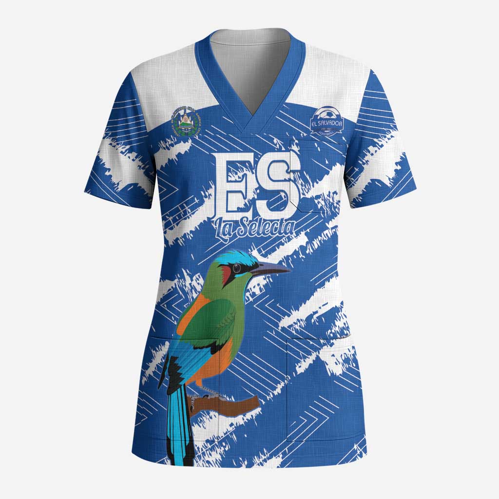 El Salvador Football Custom Scrub Top La Selecta Torogoz Grunge Style - Wonder Print Shop
