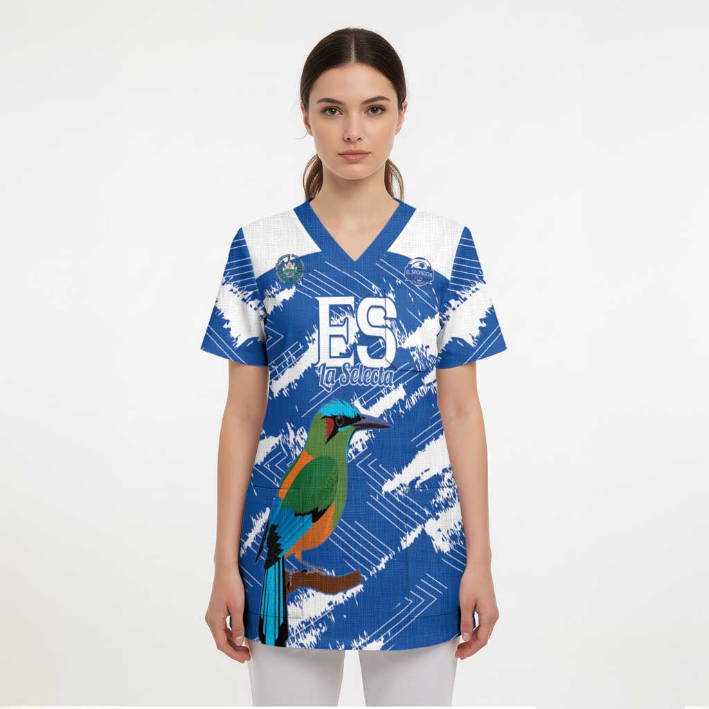 El Salvador Football Custom Scrub Top La Selecta Torogoz Grunge Style - Wonder Print Shop